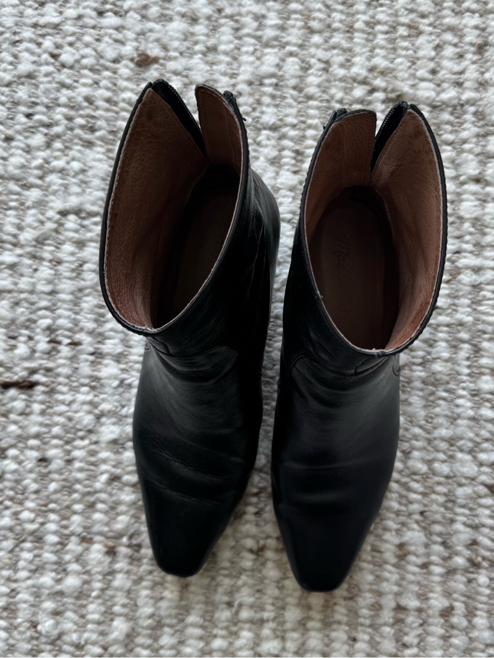 Madewell The Dimes Kitten Heel Ankle Boot Black Crinkle Leather Size 8 - Picture 2 of 13